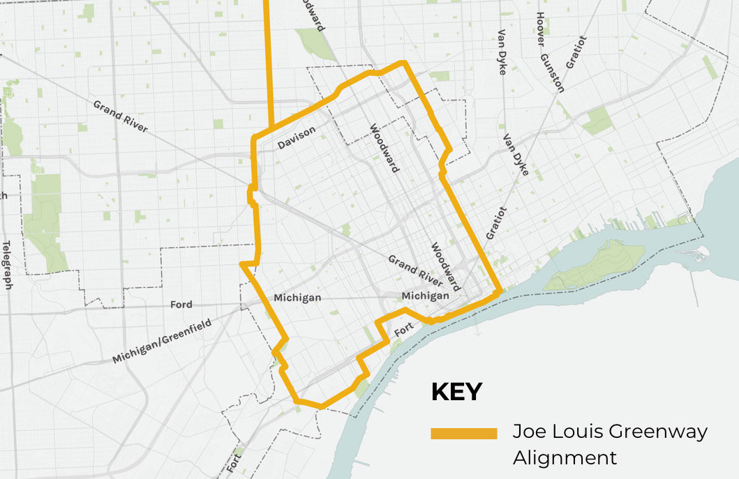 Joe Louis Greenway Map
