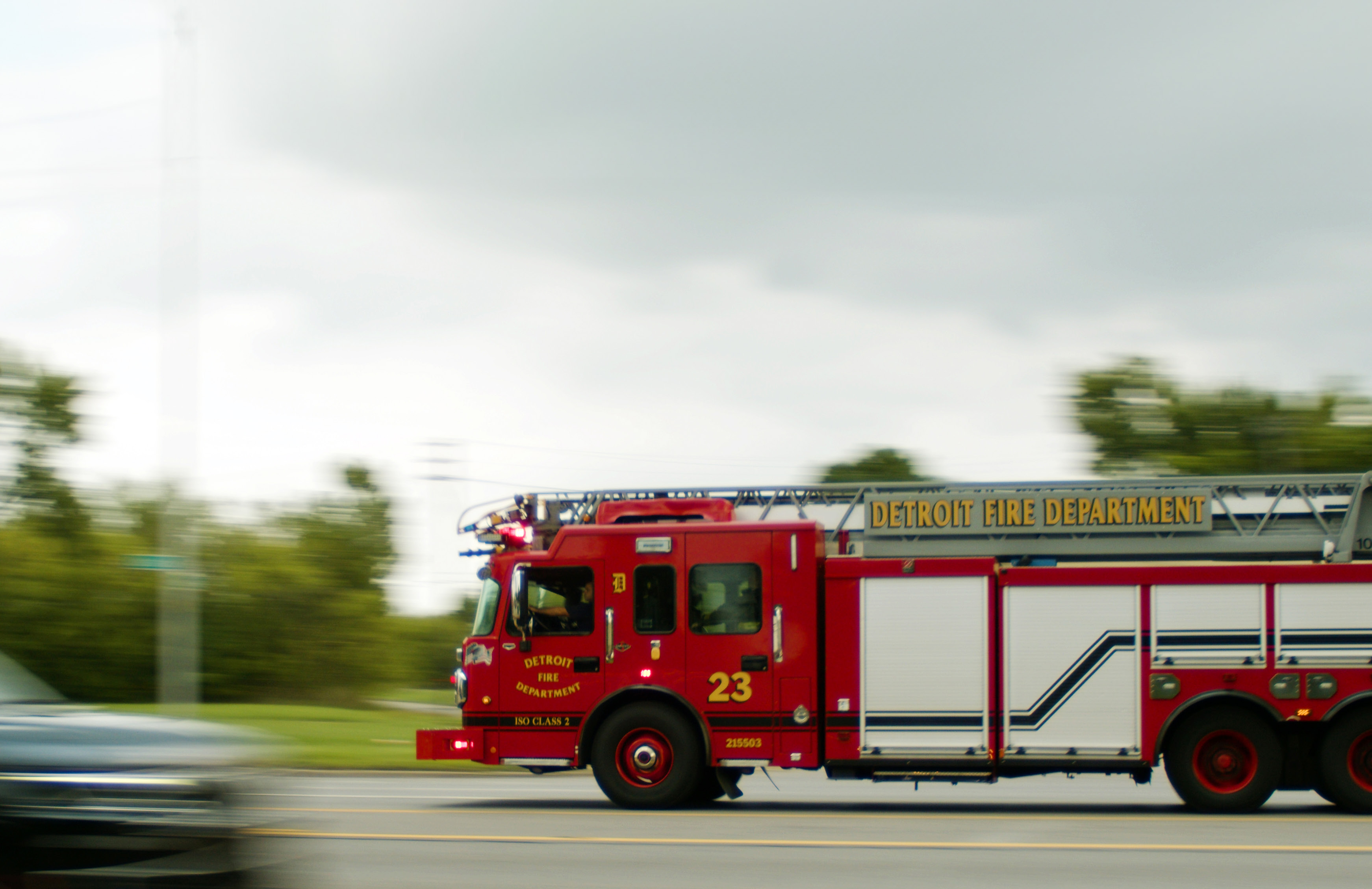 Detroit Fire Department truck responding to emergency